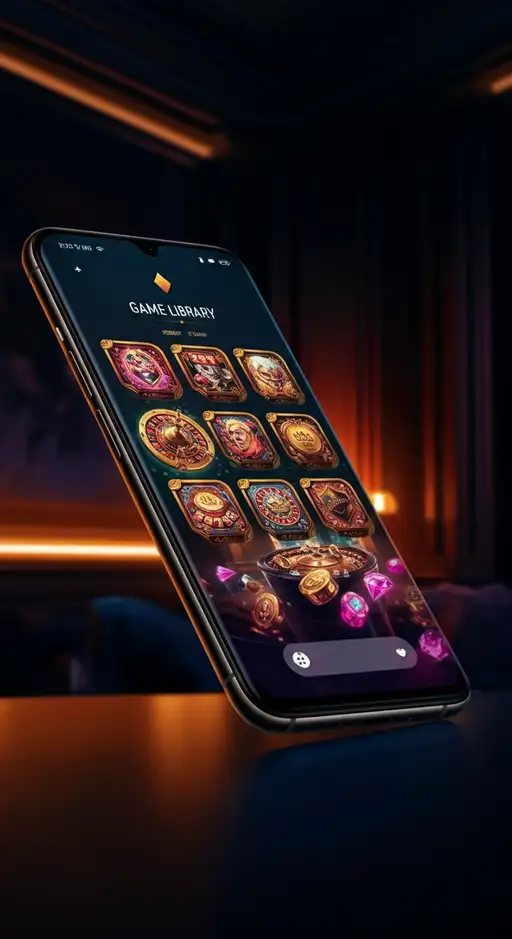 Een smartphone waarop diverse mobiele slots en live casino games van Igobet Casino worden weergegeven, met een intuïtieve interface en snelle navigatie.