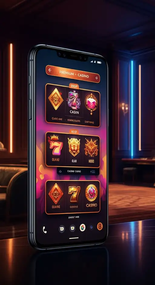 Mobiele telefoon met Igobet Casino app interface waarop verschillende slots en live casino games zichtbaar zijn